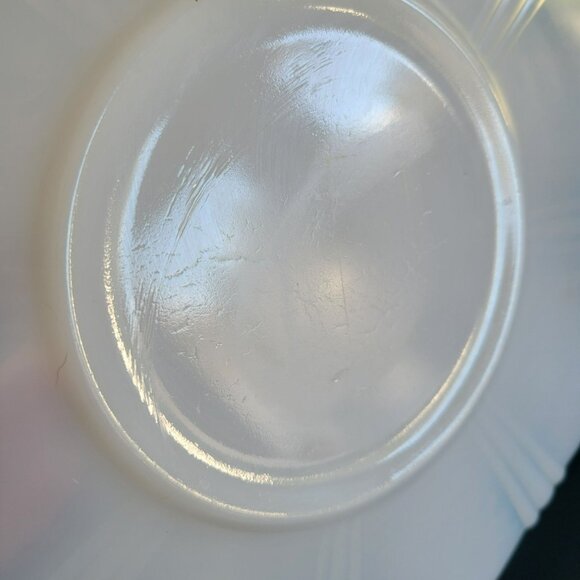 MacBeth-Evans White Opalescent Depression Glass Chop Plate c.1930-36, Embossed - Picture 8 of 10